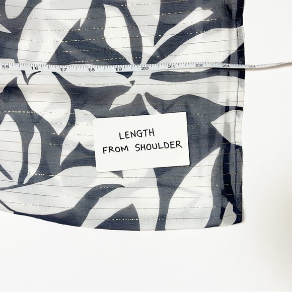 Marie Oliver Silk Sami Blouse Medium top tropical floral metallic shimmer flowy - Picture 11 of 12